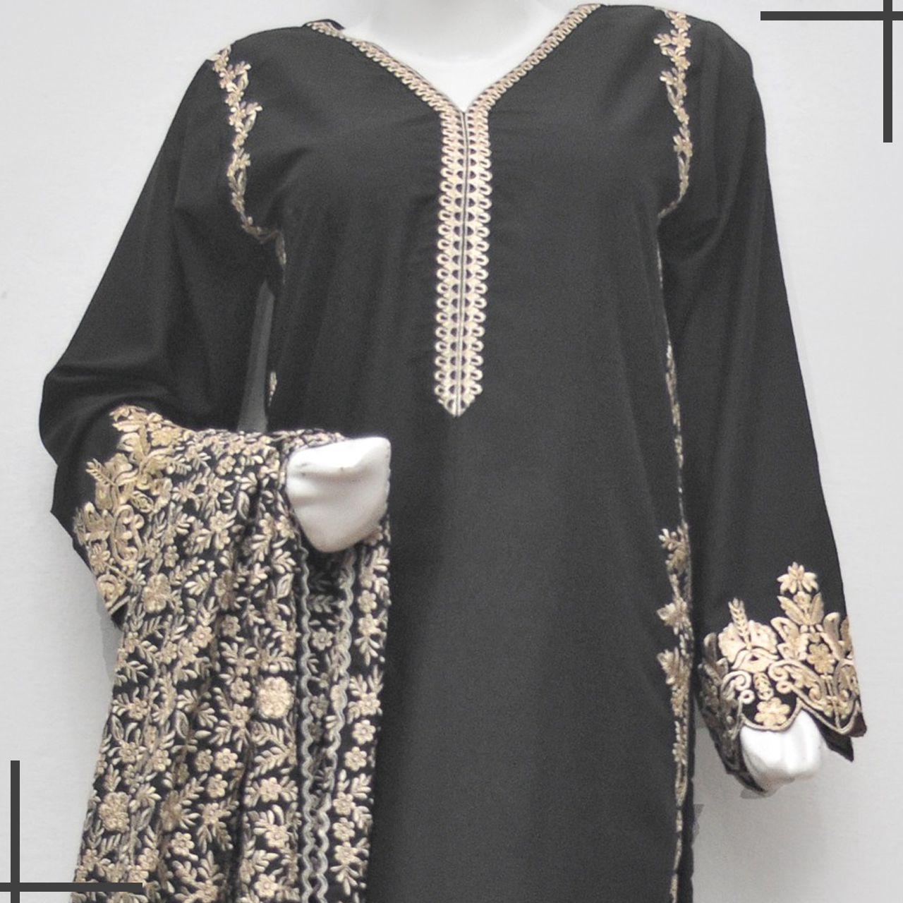 Luxury Black Embroidered Ready-Made 3 Piece Suit | All-Season Formal Wear