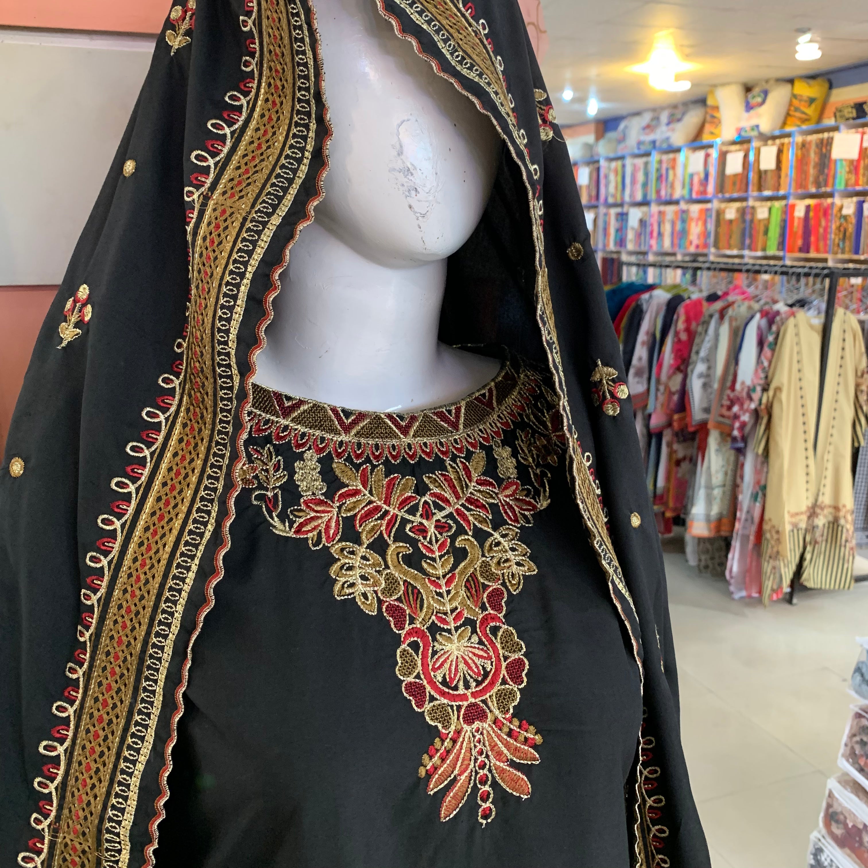 Luxury Black Embroidered Ready-Made 3 Piece Suit | All-Season Formal Wear