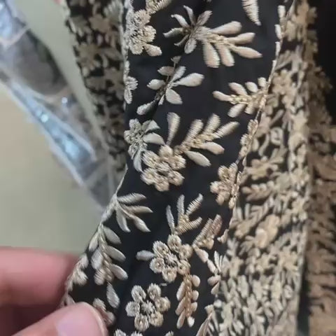 Luxury Black Embroidered Ready-Made 3 Piece Suit | All-Season Formal Wear